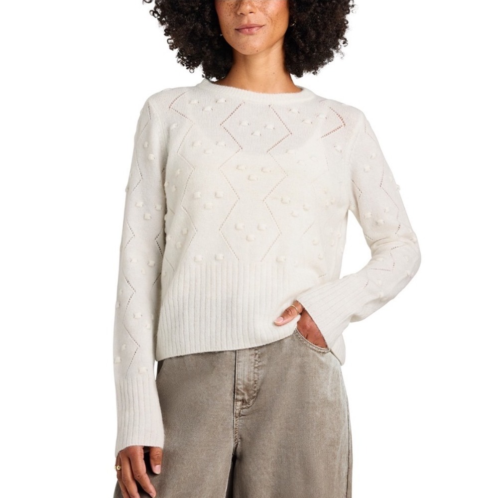 Splendid Julia Diamond Sweater Pale Oak Heather Wool Alpaca Blend RW4S970 Large